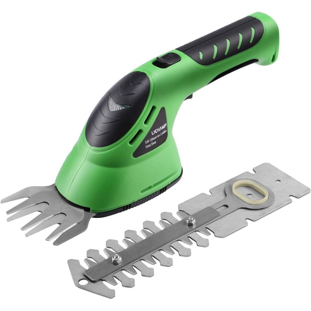imageLichamp 2in1 Electric Hand Held Grass Shear Pink Hedge Trimmer Shrubbery Clipper Cordless Battery Powered Rechargeable for Garden and Lawn CGS3602PK PinkGreen