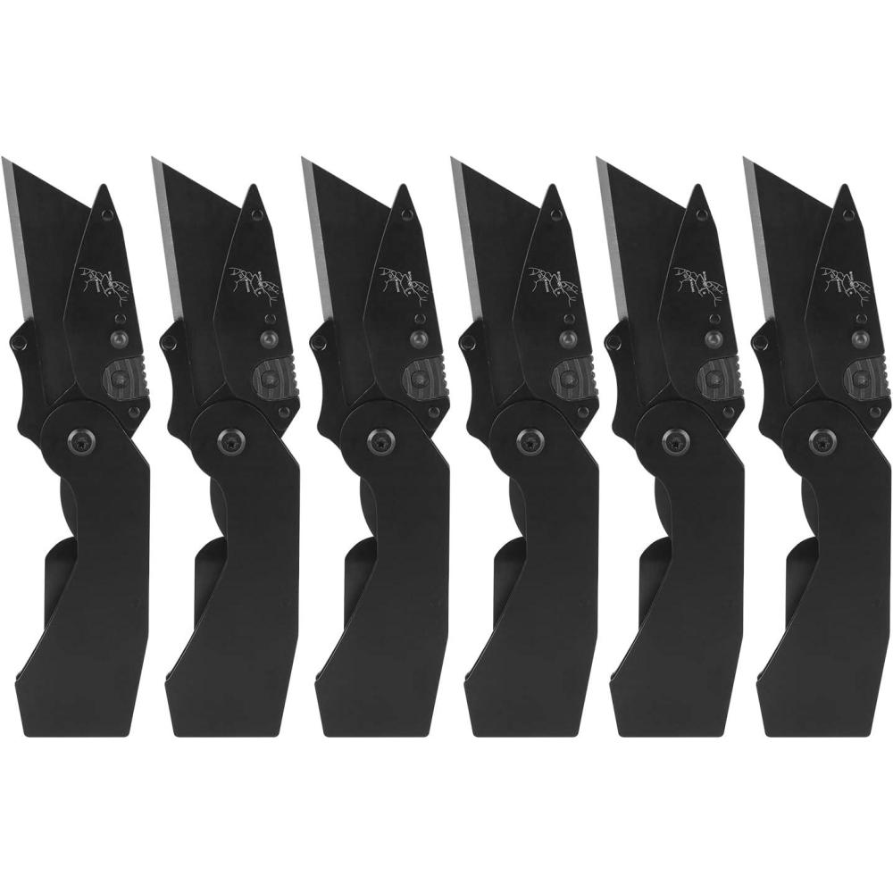 imageLichamp 6Pack Folding Utility Knife Box Cutter Quick Change Razor Knife Utility Pocket Construction Blade Silver C6SLBlack