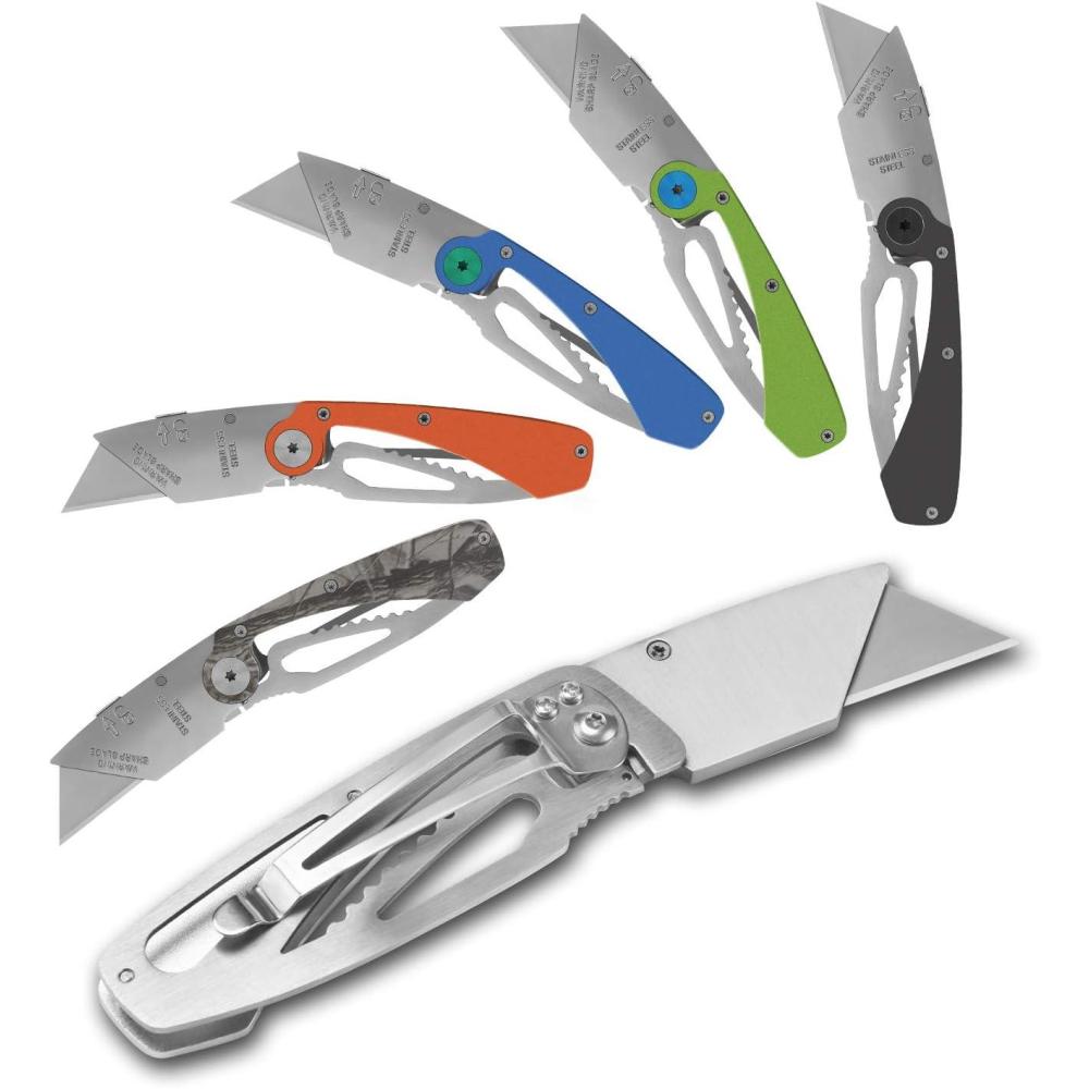 imageLichamp 6Pack Folding Utility Knifes Quick Change Razor Knife Utility Pocket Construction Blade Knife