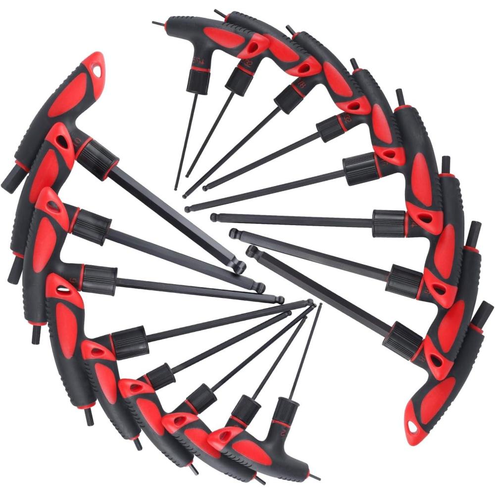 imageLichamp 8 Pieces SAE T Handle Allen Wrench Set 56438 Inch Ball Head Standard Long Tee Handle Allen Hex Key Set Heavy Duty Excellent56438 inch  210mm