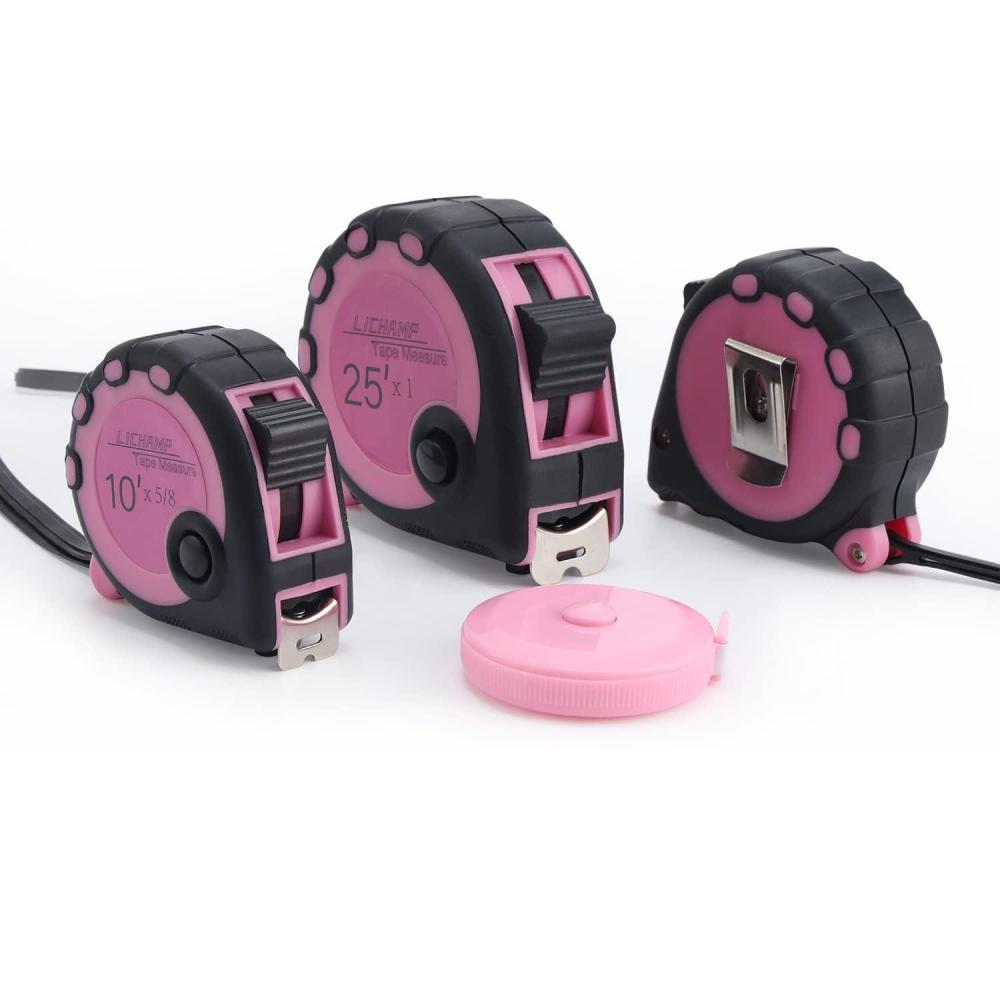 imageLichamp Pink Tape Measure 4 Pack with Soft Tape Measures 10ft x 58in 16ft x 34in 25ft x 1in 04MXPK