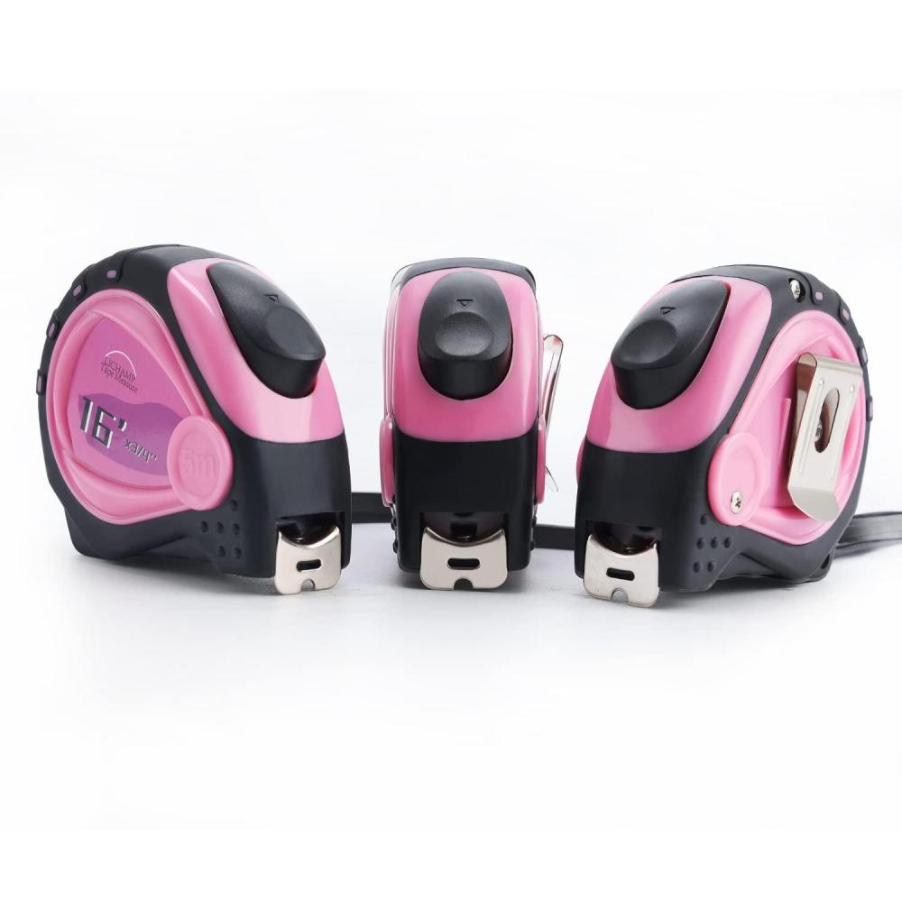 imageLichamp Small Tape Measure 16 Feet Pink Tape Measure Mini 3 Pack 16ft x 34in with 18 Fractions 0316PK
