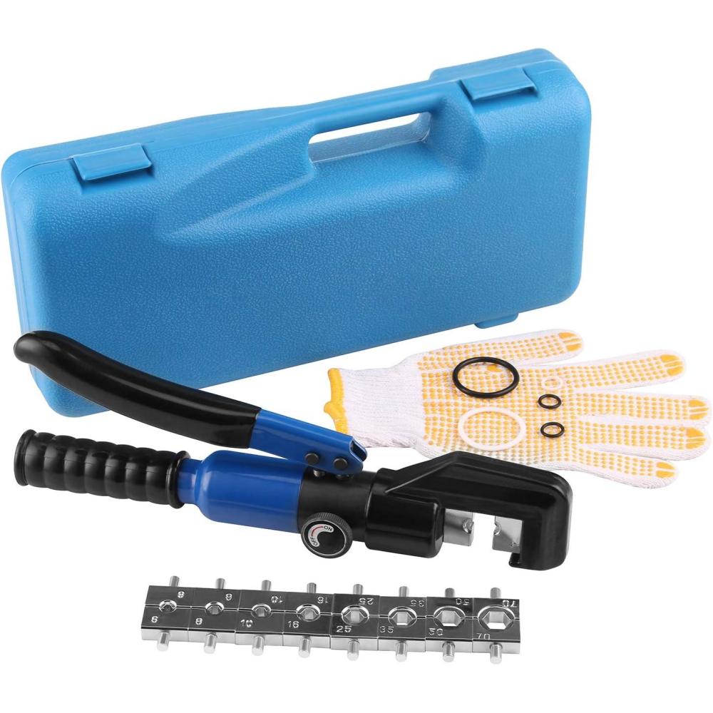 imageLichamp Stainless Steel Cable Crimper Hex Lug Tool Hydraulic Hand Crimping Swaging Tool for Steel Wire Rope 18 and 316 inch