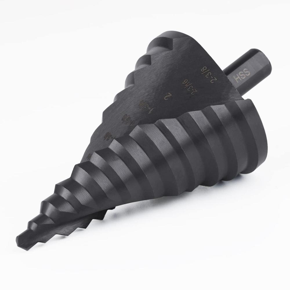imageLichamp Step Drill Bit Set for Metal Sheet Heavy Duty 4Piece Genuine M2 HSS Step Up Down Drill Bits Stepper Unibit for Steel Hole 28 Sizes from 18 to 12 inches12 Sizes 14 to 238