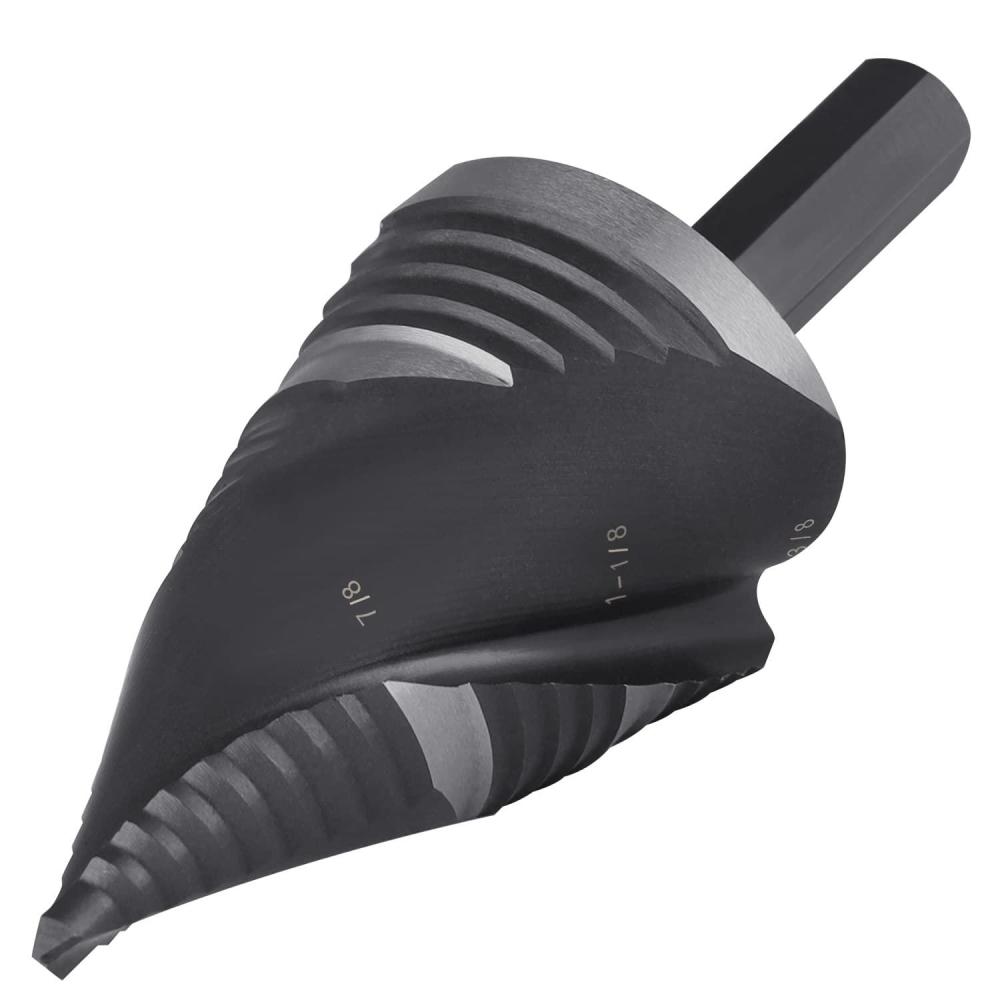 imageLichamp Unibit Step Drill Bit for Metal Genuine M2 Drill Stepper Bit for Hard Metal Heavy Duty 19 Sizes from 316quot to 138quot Spiral Grooved with Hex Drive C1BK