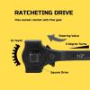 Lichamp 12.4″ Spud Ratchet Wrench, 3/8″ x 1/2″ Dual Drive Ratcheting Hammer Head, Scaffold Steel Construction Tool, Black