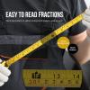 Lichamp 27FT/8M SAE and Metric Tape Measure 6 Pack, Retractable and Easy Read Measuring Tape Bulk Set, Min 1/8 inch Fraction and 1mm Scale