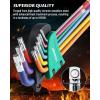 Lichamp 27-Piece Rainbow Allen Key Set, Torx SAE Metric Allen Wrenches Set with Colored Long Arm, Ball and Torx End, SAE 1/16 to 3/8 inch, Metric 1.5 to 10mm, T10 to T50