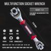 Lichamp 48-in-1 Socket Wrench, Flexible Multi Functional Dog Bone with Rubber Handle, 360 Degree Rotating Head, Any Size Standard Span for Auto Repair and More