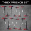 Lichamp 8 Pieces SAE T Handle Allen Wrench Set, 5/64-3/8 Inch, Ball Head, Standard Long Tee Handle Allen Hex Key Set, Heavy Duty Excellent(5/64-3/8 inch  2-10mm)