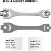 Lichamp 8-in-1 Socket Wrench Metric 8-21mm, Flexible Dog Bone Multi Functional Household Universal Hexagon Spanner, 360 Degree Rotating Head