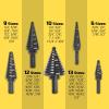 Lichamp Step Drill Bit Set for Metal Sheet Heavy Duty, 4-Piece Genuine M2 HSS Step Up Down Drill Bits Stepper Unibit for Steel Hole, 28 Sizes from 1/8 to 1/2 inches(5 PCS Set  1/8″ to 1-3/8″)