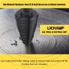 Lichamp Step Drill Bit Set for Metal Sheet Heavy Duty, 4-Piece Genuine M2 HSS Step Up Down Drill Bits Stepper Unibit for Steel Hole, 28 Sizes from 1/8 to 1/2 inches(11 Sizes  1/4″ to 1-3/8″)