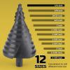 Lichamp Step Drill Bit Set for Metal Sheet Heavy Duty, 4-Piece Genuine M2 HSS Step Up Down Drill Bits Stepper Unibit for Steel Hole, 28 Sizes from 1/8 to 1/2 inches(12 Sizes 1/4″ to 2-3/8″)