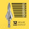Lichamp Step Drill Bit Set for Metal Sheet Heavy Duty, 4-Piece Genuine M2 HSS Step Up Down Drill Bits Stepper Unibit for Steel Hole, 28 Sizes from 1/8 to 1/2 inches(12 Sizes  3/16″ to 7/8″)