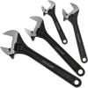 Lichamp 4-Piece CR-V Adjustable Wrench Set, Industrial Grade Drop Forged Chrome Vanadium Steel Black Oxide Finish Wide Jaw, 6, 8, 10, 12 Inch