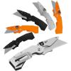 Lichamp 6 Pack Folding Utility Knife Set, Pocket Box Cutter with Belt Clip, Includes Extra 30 Pieces Quick Change Blade, Stainless Steel Grip with SK5 Blade