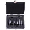 Lichamp Step Drill Bit Set for Metal Sheet Heavy Duty, 4-Piece Genuine M2 HSS Step Up Down Drill Bits Stepper Unibit for Steel Hole, 28 Sizes from 1/8 to 1/2 inches(5 PCS Set  1/8″ to 1-3/8″)