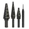 Lichamp Step Drill Bit Set for Metal Sheet Heavy Duty, 4-Piece Genuine M2 HSS Step Up Down Drill Bits Stepper Unibit for Steel Hole, 28 Sizes from 1/8 to 1/2 inches(4 PCS Set 1/8″ to 1/2″)