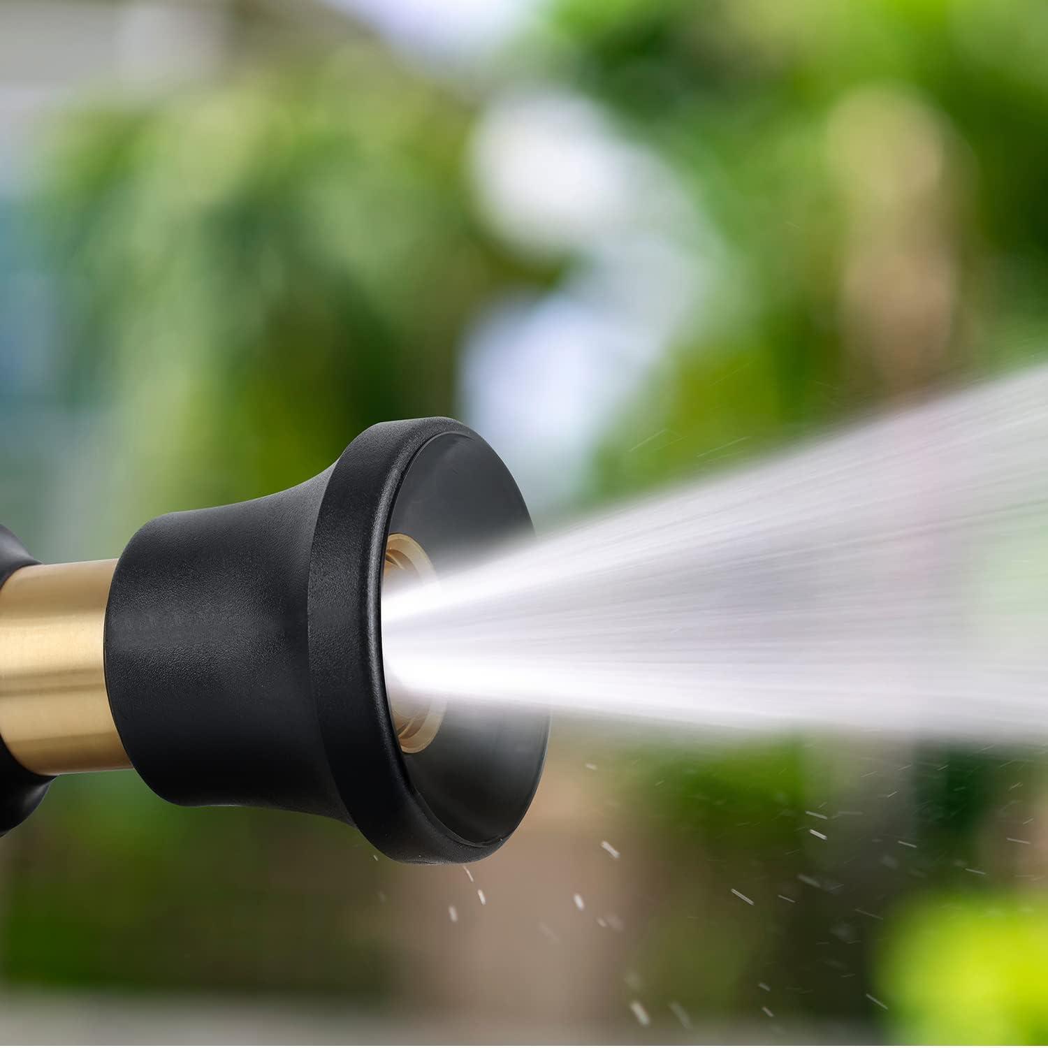 imageHose Nozzle Lichamp 2 Pack Heavy Duty Brass Fireman Style High Power Leak Proof Adjustable Garden Water Sprayer Suitable for Car Wash Patio Cleaning Watering Lawn and Garden Shower Pets Black