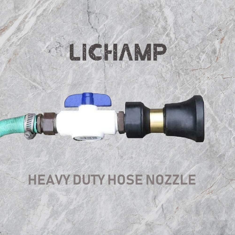 imageHose Nozzle Lichamp Heavy Duty Brass Fireman Style High Power Leak Proof Adjustable Garden Water Sprayer Suitable for Car Wash Patio Cleaning Watering Lawn and Garden Shower Pets Black