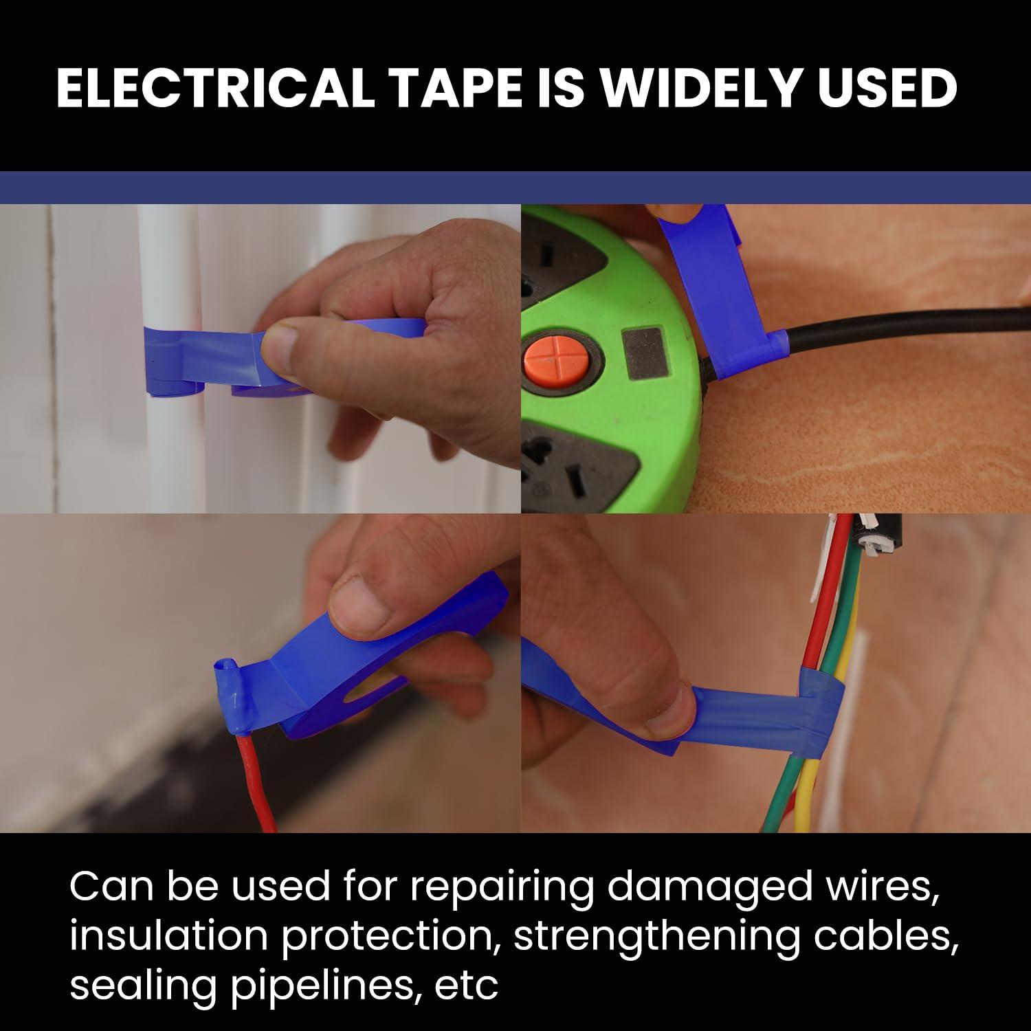 imageLichamp 10Pack Blue Electrical Tape Waterproof 34 in x 66ft Industrial Grade ULCSA Listed High Temp Electrical Tape Blue Electric Super Vinyl