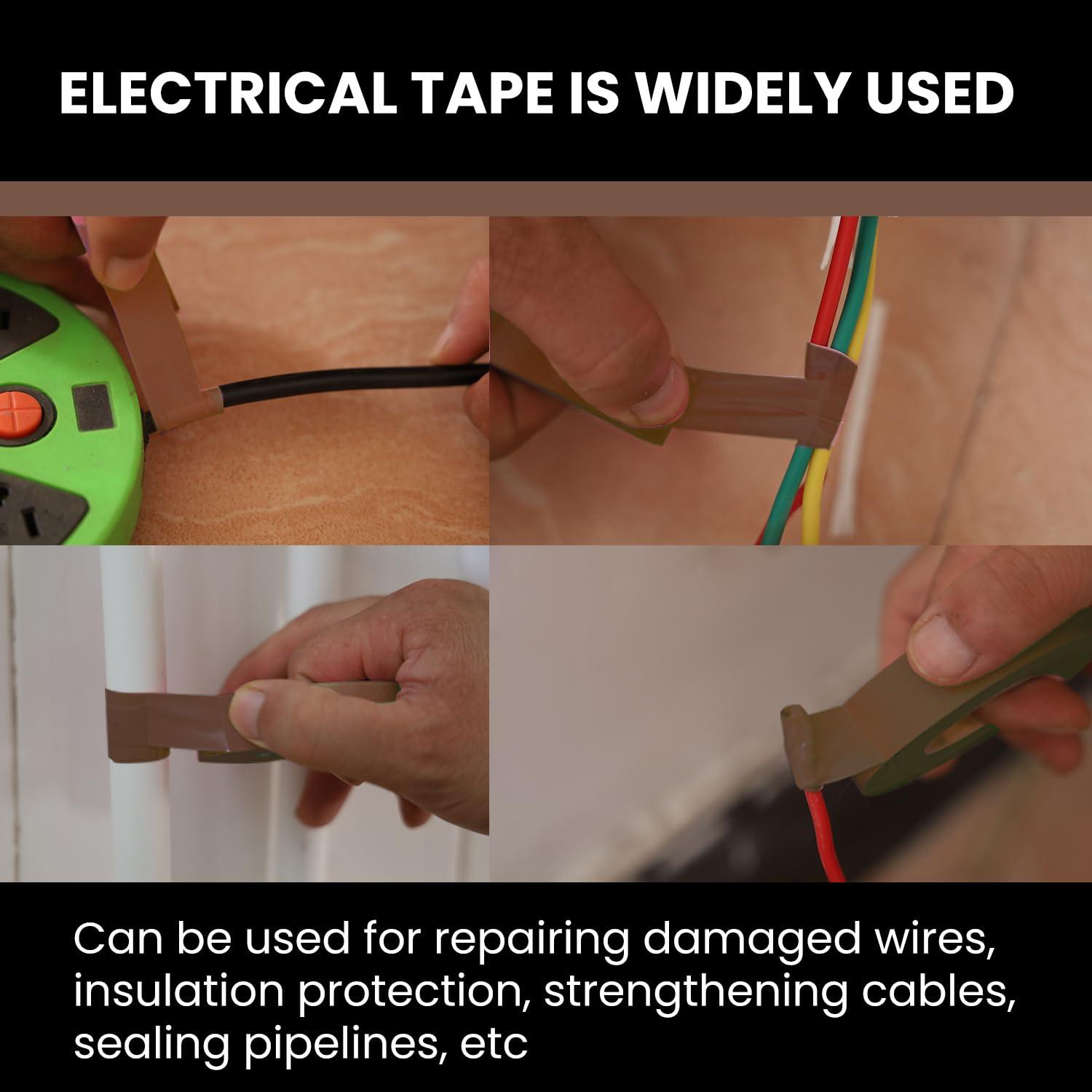 imageLichamp 10Pack Brown Electrical Tape Waterproof 34 in x 66ft Industrial Grade ULCSA Listed High Temp Electrical Tape Brown Electric Super Vinyl