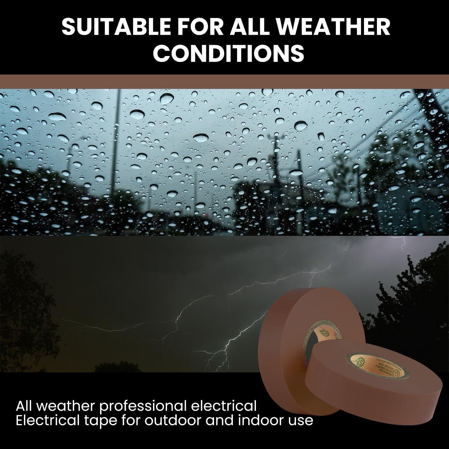 imageLichamp 10Pack Brown Electrical Tape Waterproof 34 in x 66ft Industrial Grade ULCSA Listed High Temp Electrical Tape Brown Electric Super Vinyl