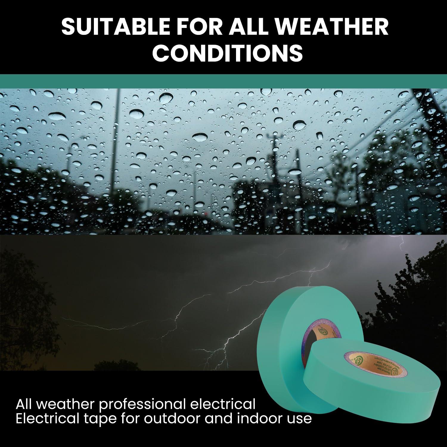 imageLichamp 10Pack Green Electrical Tape Waterproof 34 in x 66ft Industrial Grade ULCSA Listed High Temp Electrical Tape Green Electric Super Vinyl