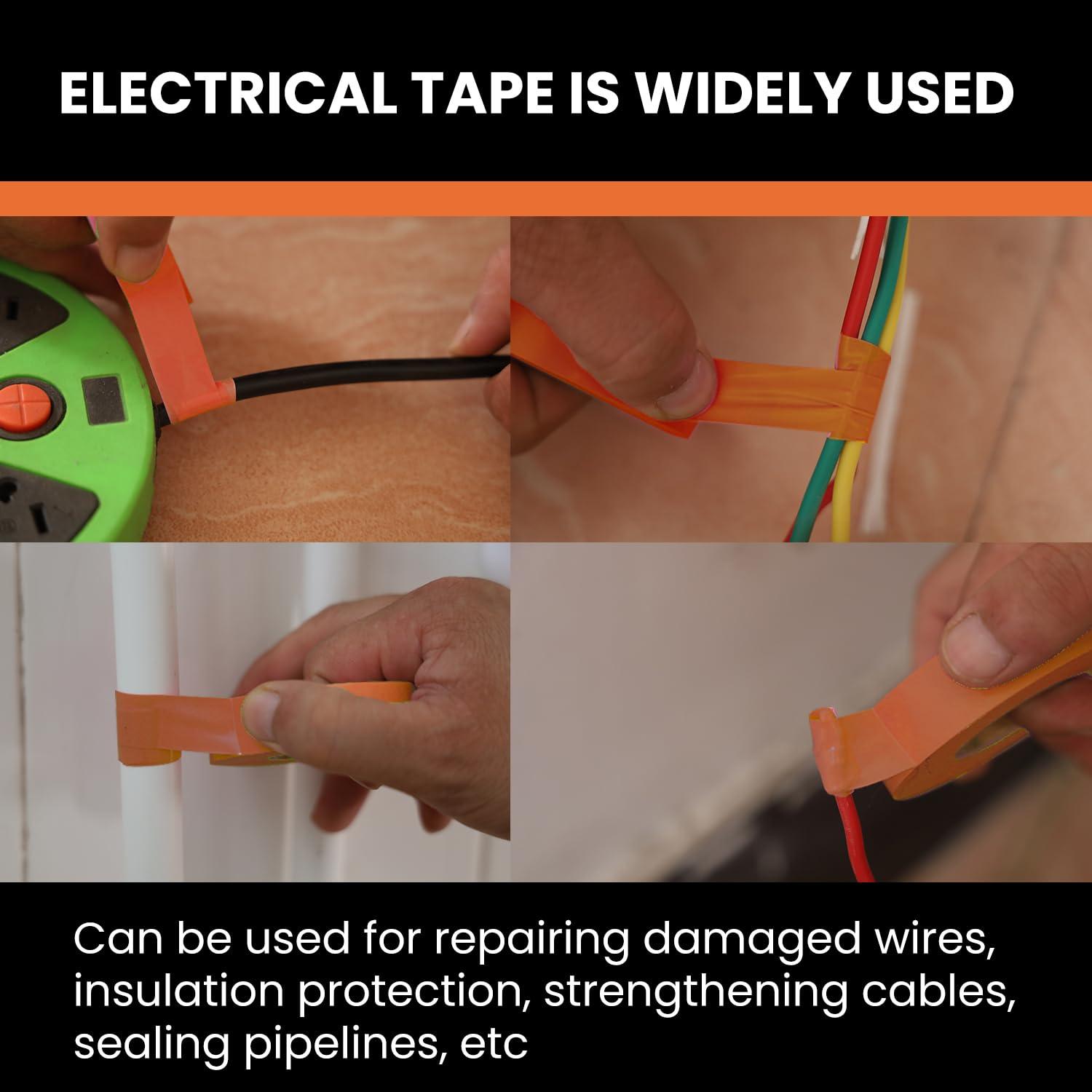 imageLichamp 10Pack Orange Electrical Tape Waterproof 34 in x 66ft Industrial Grade ULCSA Listed High Temp Electrical Tape Orange Electric Super Vinyl