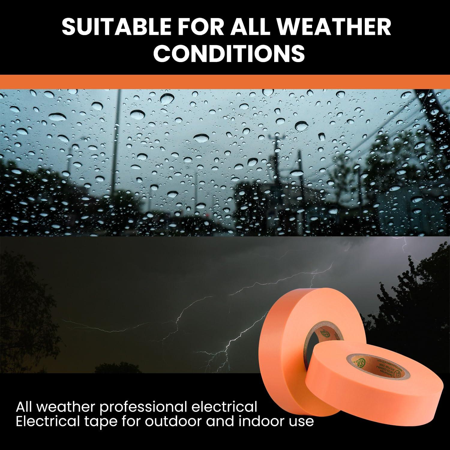 imageLichamp 10Pack Orange Electrical Tape Waterproof 34 in x 66ft Industrial Grade ULCSA Listed High Temp Electrical Tape Orange Electric Super Vinyl