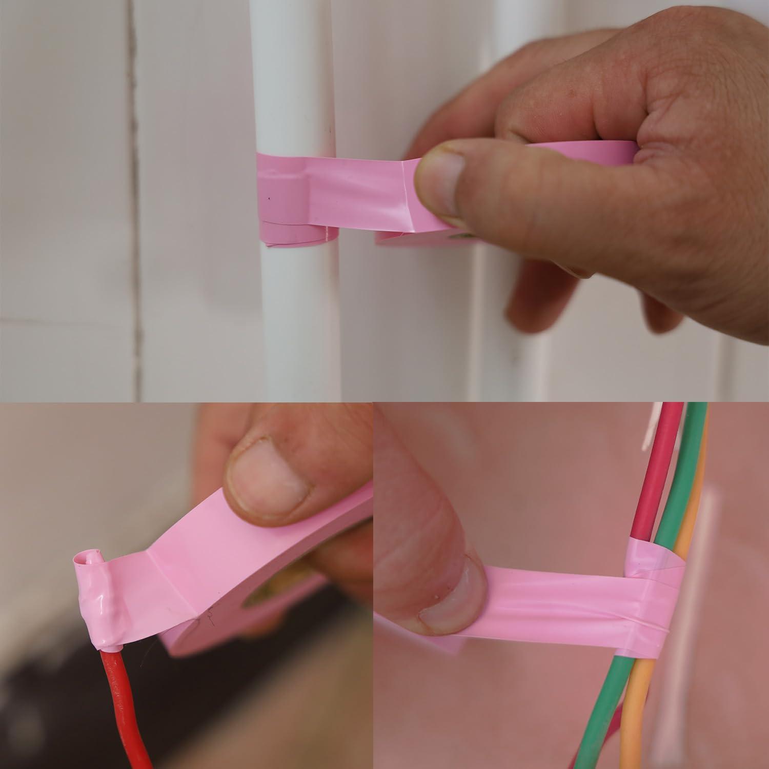 imageLichamp 10Pack Pink Electrical Tape Waterproof 34 in x 66ft Industrial Grade ULCSA Listed High Temp Electrical Tape Pink Electric Super Vinyl