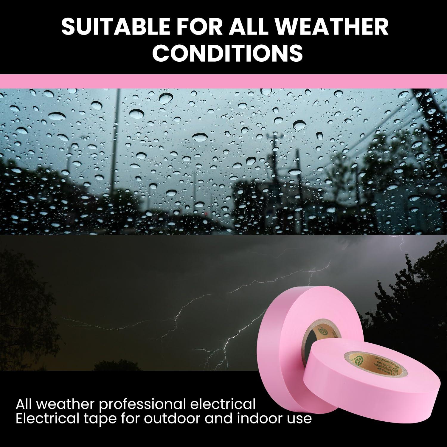 imageLichamp 10Pack Pink Electrical Tape Waterproof 34 in x 66ft Industrial Grade ULCSA Listed High Temp Electrical Tape Pink Electric Super Vinyl