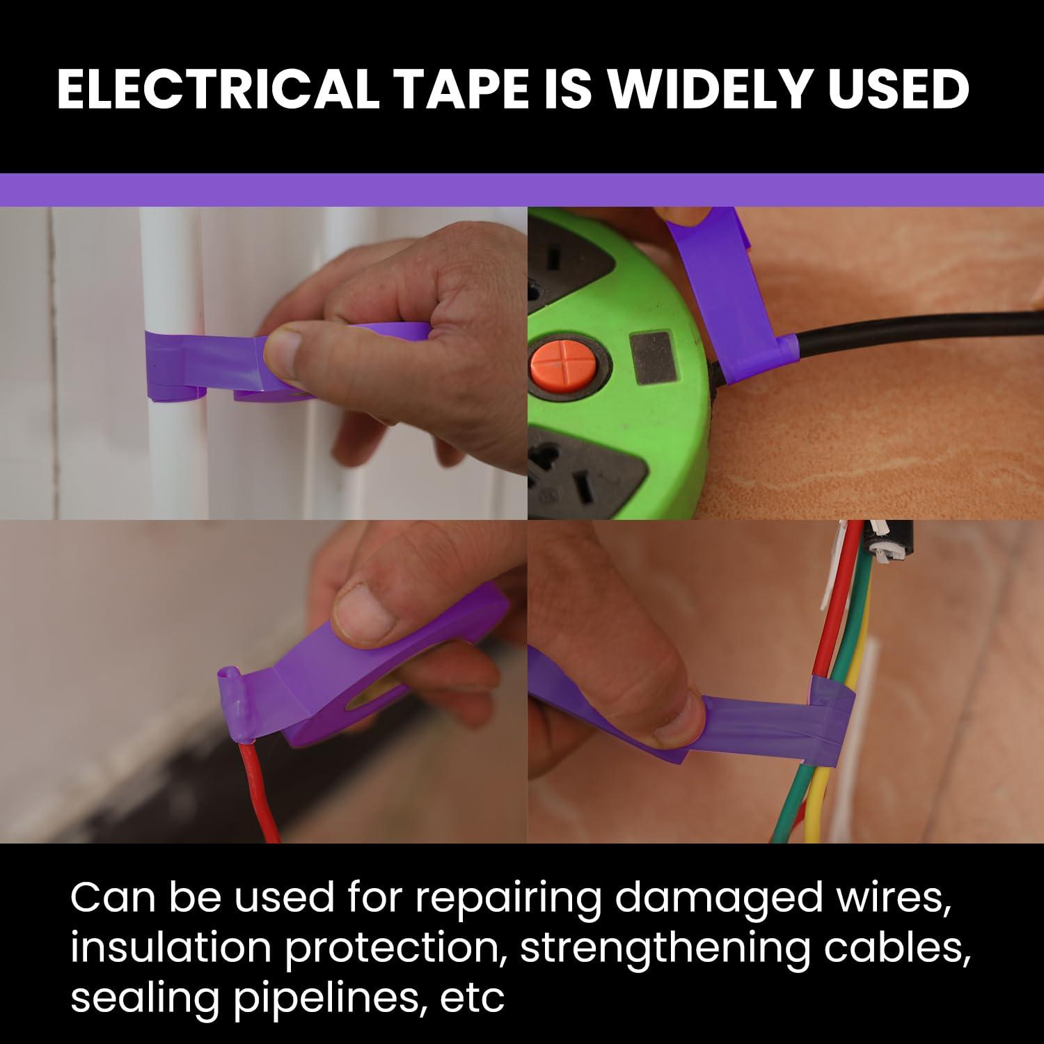 imageLichamp 10Pack Purple Electrical Tape Waterproof 34 in x 66ft Industrial Grade ULCSA Listed High Temp Electrical Tape Purple Electric Super Vinyl