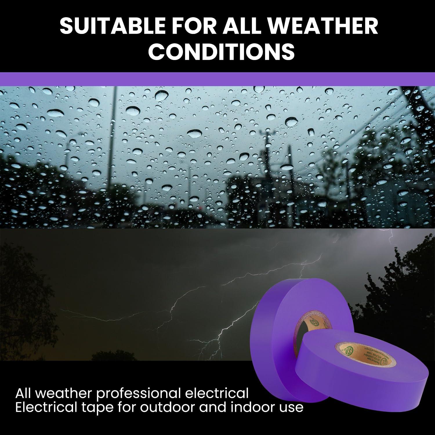 imageLichamp 10Pack Purple Electrical Tape Waterproof 34 in x 66ft Industrial Grade ULCSA Listed High Temp Electrical Tape Purple Electric Super Vinyl