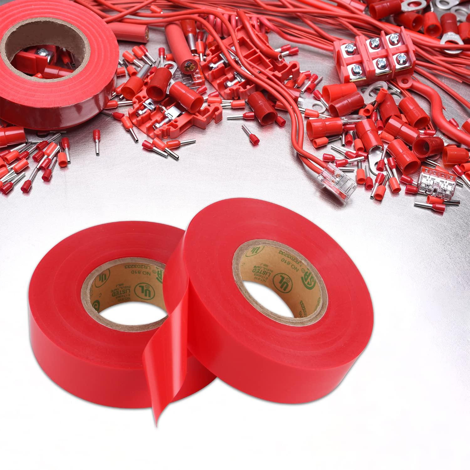 imageLichamp 10Pack Red Electrical Tape Waterproof 34 in x 66ft Industrial Grade ULCSA Listed High Temp Electrical Tape Electric Super Vinyl