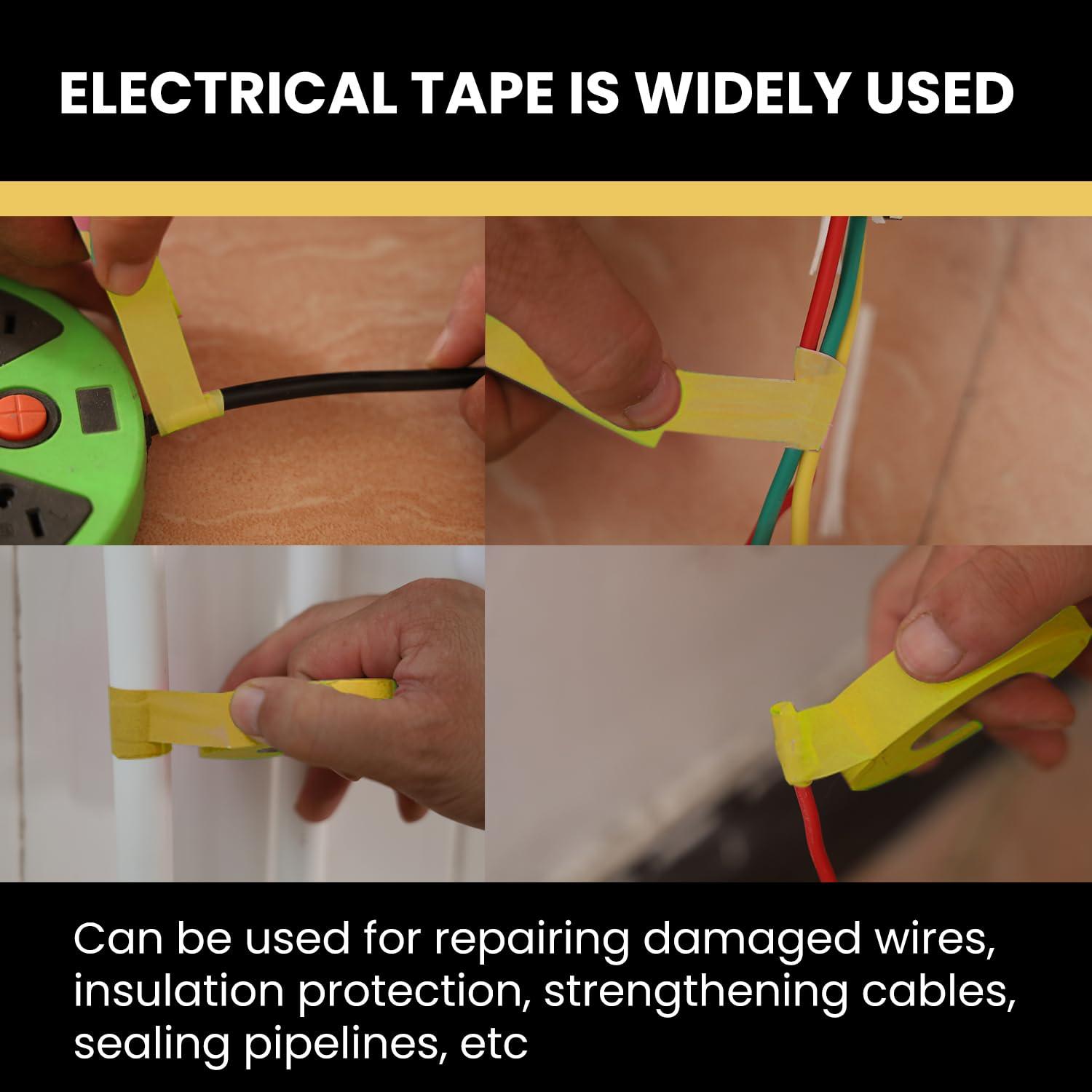 imageLichamp 10Pack Yellow Electrical Tape Waterproof 34 in x 66ft Industrial Grade ULCSA Listed High Temp Electrical Tape Yellow Electric Super Vinyl