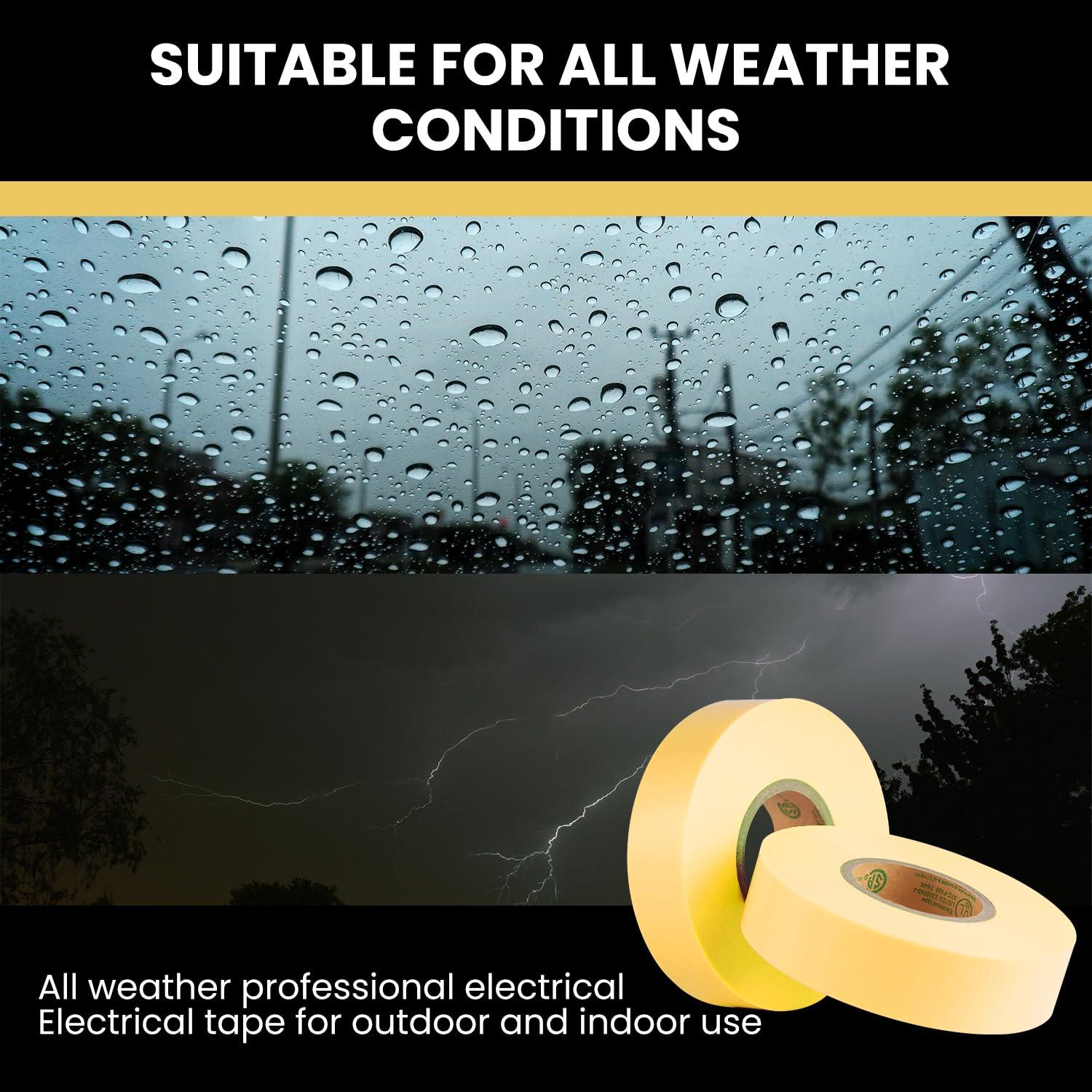 imageLichamp 10Pack Yellow Electrical Tape Waterproof 34 in x 66ft Industrial Grade ULCSA Listed High Temp Electrical Tape Yellow Electric Super Vinyl