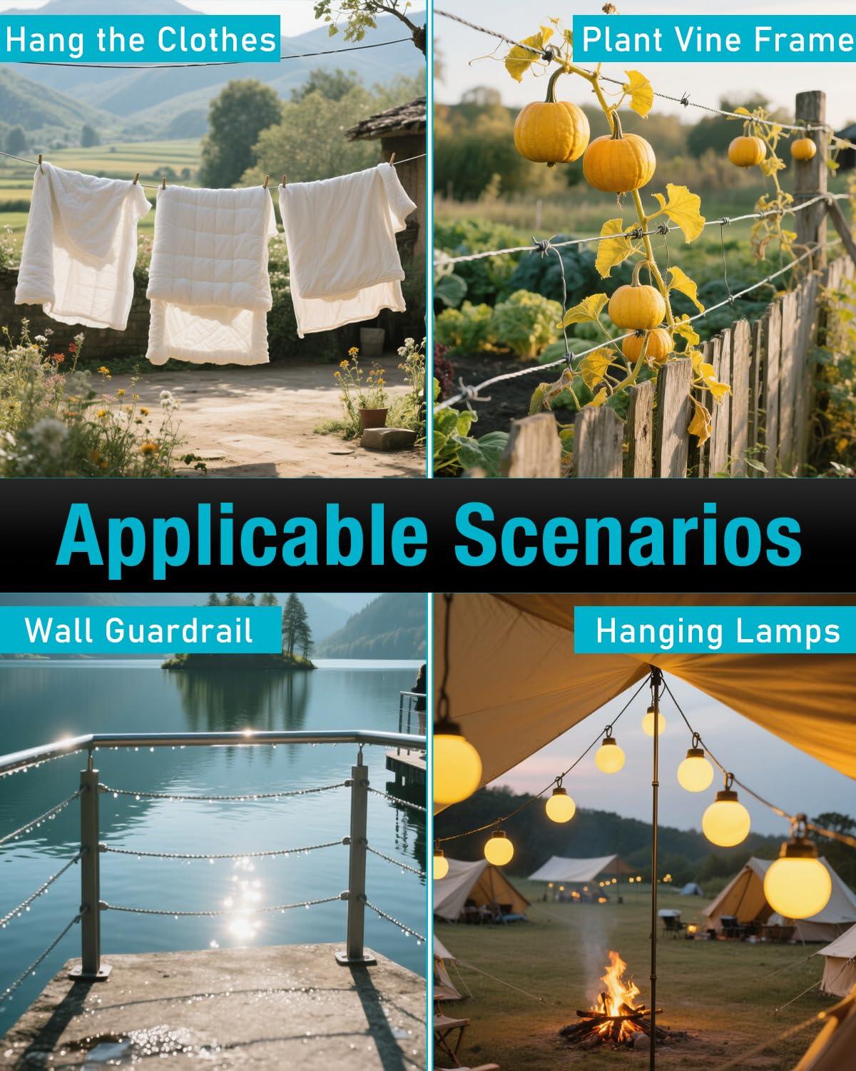 imageLichamp 450FT 18quot Stainless Steel Wire Rope Cable Aircraft 316 SS Braided Steel Wire Thin Metal Cable Hardware for Deck Railing Handrail Safety System SSC450