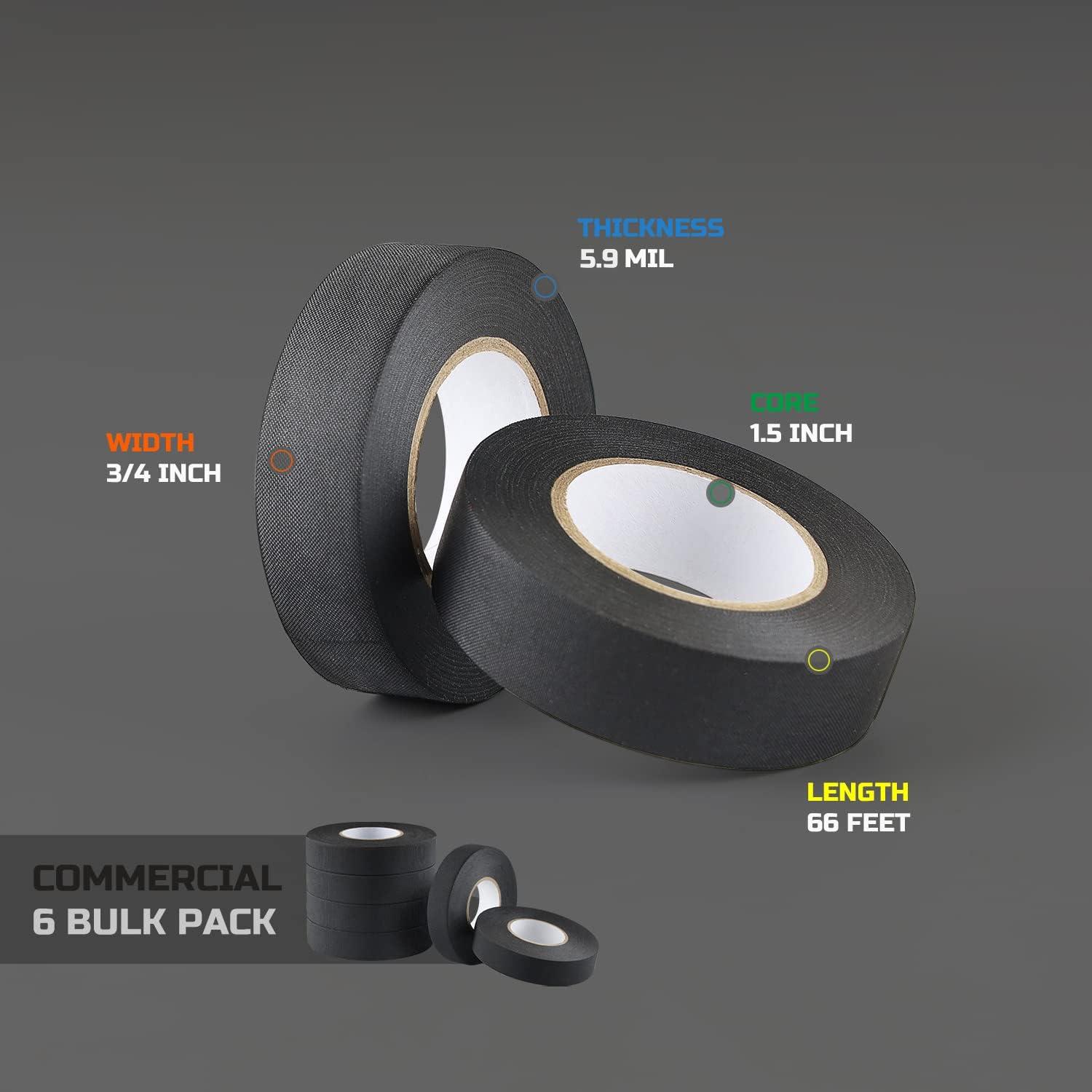 imageLichamp 6Pack Cloth Electrical Tape Automotive 34 in x 66ft x 59 mil No Residue Fabric Wire Harness Tape High Temp Wiring Loom Tapes B206