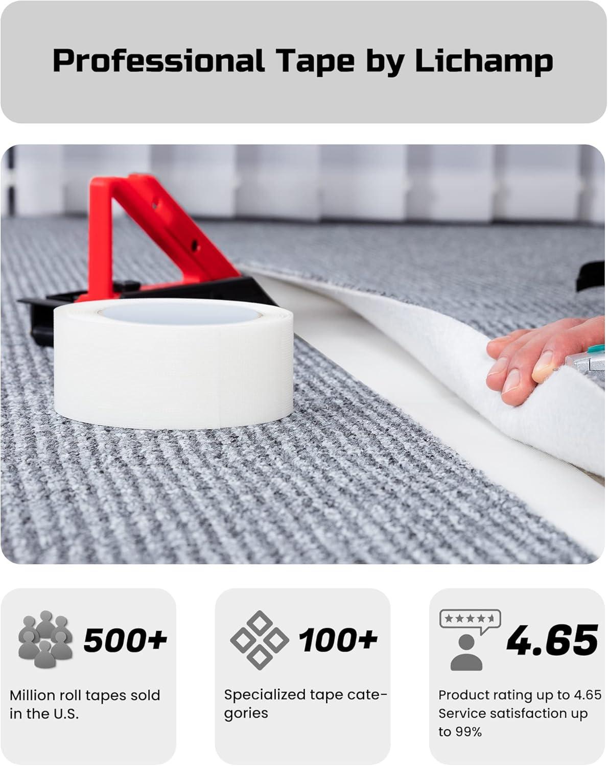 imageLichamp Bulk 10 Pack Double Sided Carpet Tape for Hardwood Floors 2 inch Wide by 11 Yards for Area Rugs On Carpet Stickers Rug Gripper Tape