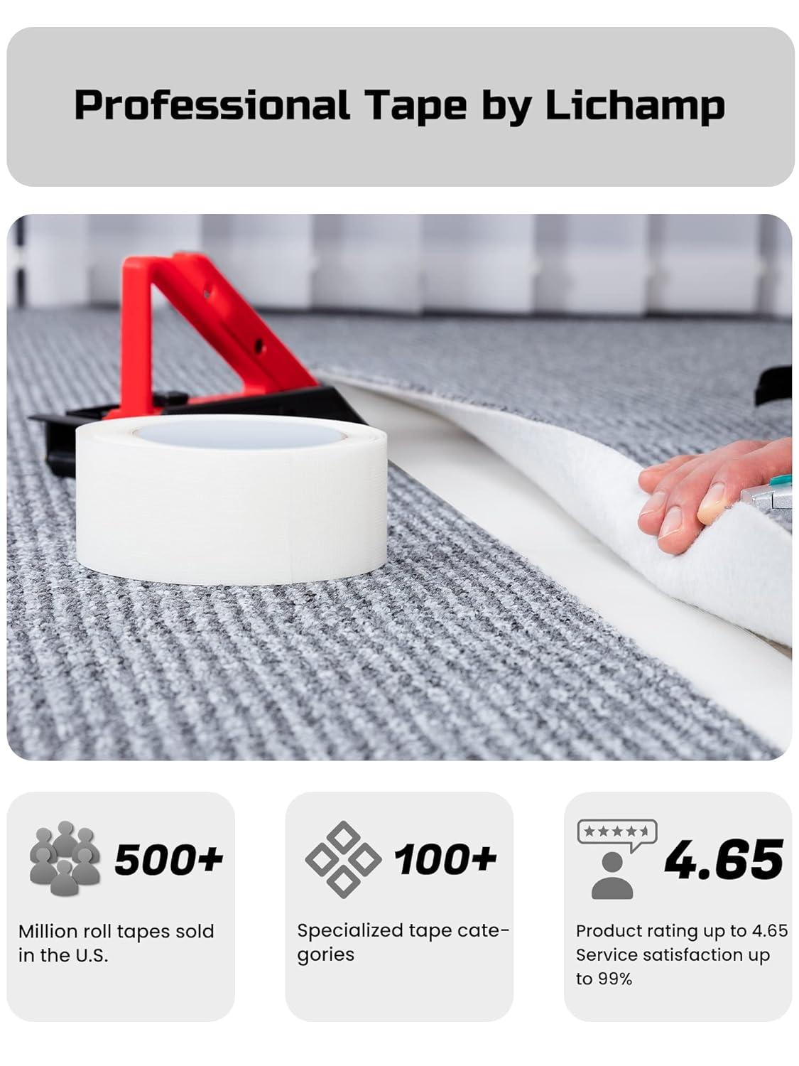 imageLichamp Double Sided Carpet Tape 2quot x 44 Yards Hardwood Floors Carpet Tape for Area Rugs On Carpet Tile Stickers Rug Gripper Tapes 11 Yards x 4 Rolls