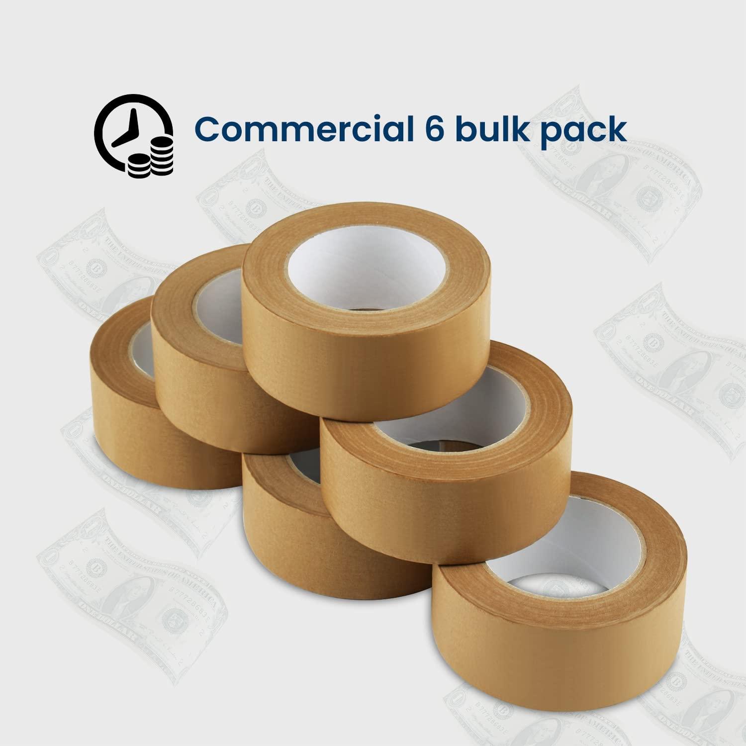imageLichamp Kraft Packing Tape Brown Kraft Gummed Tape for Packing Boxes Shipping Cardboard and Carton Sealing 6 Rolls x 2 inch x 55 Yard x 7 mil B206BN