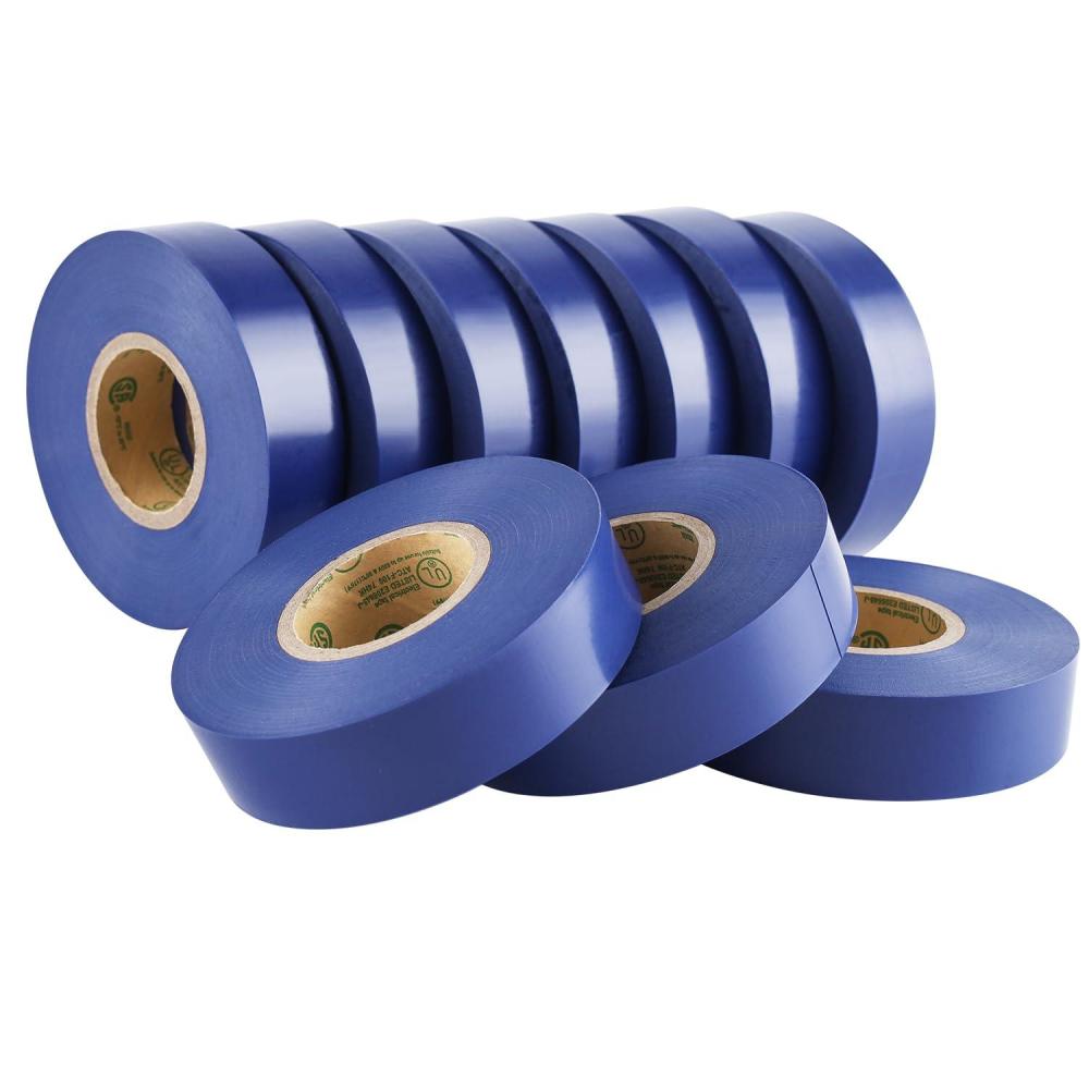 imageLichamp 10Pack Blue Electrical Tape Waterproof 34 in x 66ft Industrial Grade ULCSA Listed High Temp Electrical Tape Blue Electric Super Vinyl
