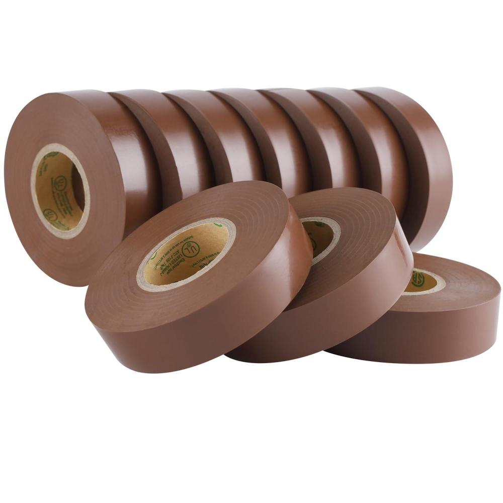 imageLichamp 10Pack Brown Electrical Tape Waterproof 34 in x 66ft Industrial Grade ULCSA Listed High Temp Electrical Tape Brown Electric Super Vinyl
