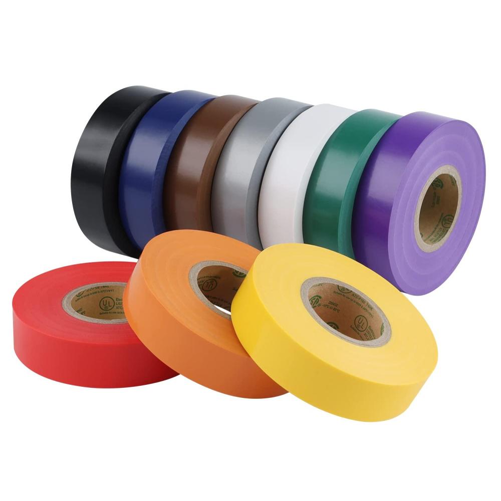 imageLichamp 10Pack Colored Electrical Tape Waterproof34 inx66ftIndustrial Grade ULCSA Listed High Temp Electrical Tape 10 Colors Electric Super Vinyl