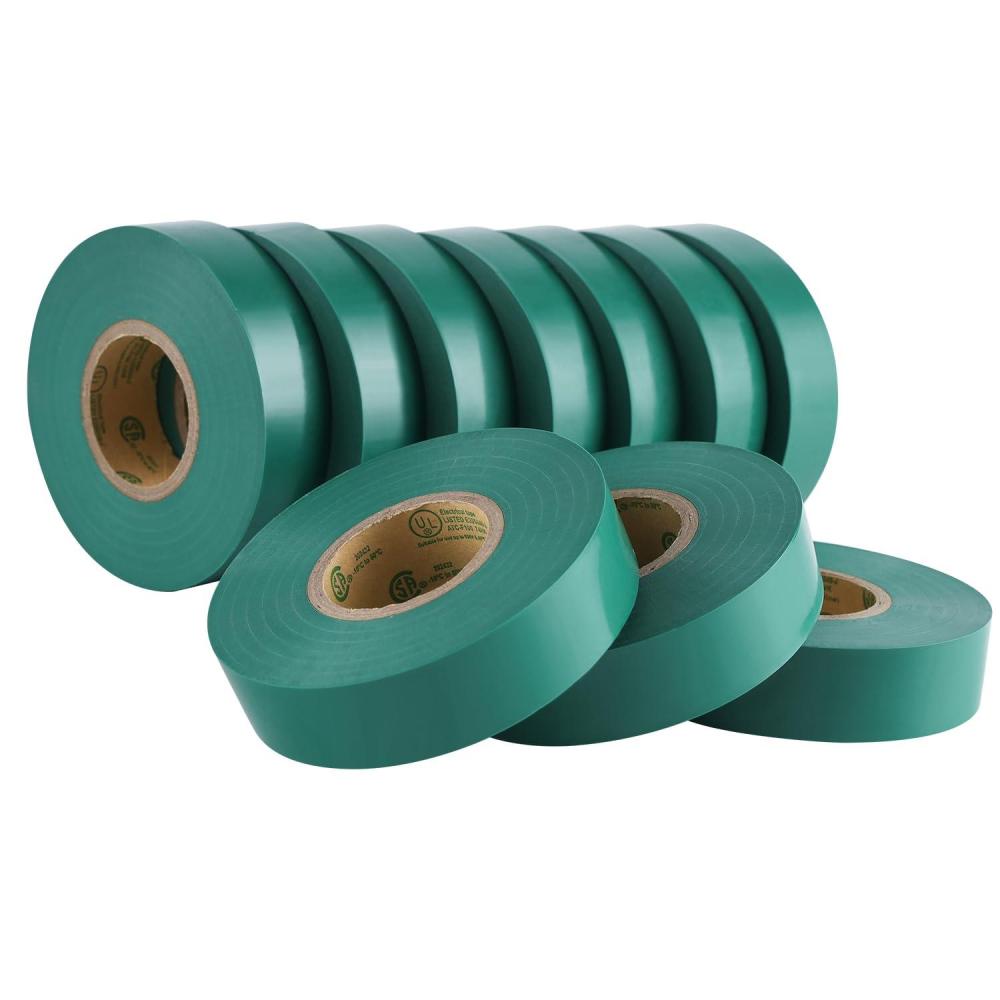 imageLichamp 10Pack Green Electrical Tape Waterproof 34 in x 66ft Industrial Grade ULCSA Listed High Temp Electrical Tape Green Electric Super Vinyl
