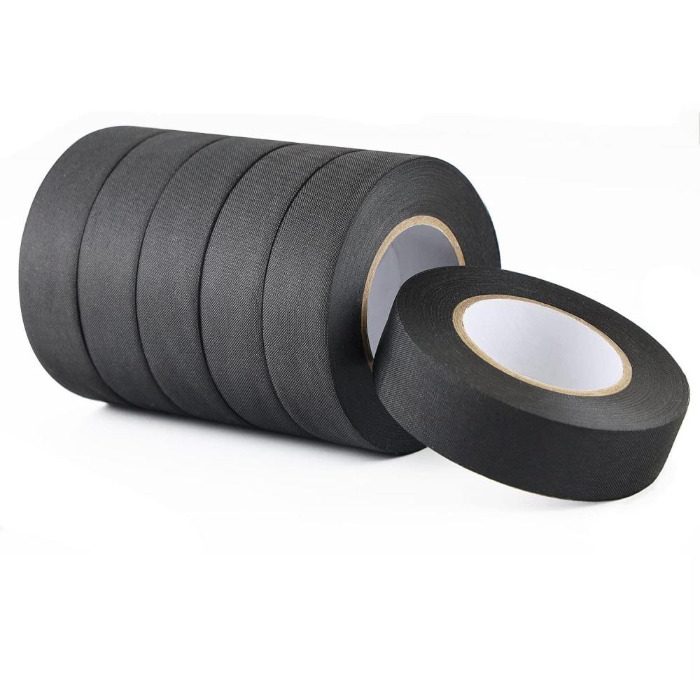 imageLichamp 6Pack Cloth Electrical Tape Automotive 34 in x 66ft x 59 mil No Residue Fabric Wire Harness Tape High Temp Wiring Loom Tapes B206
