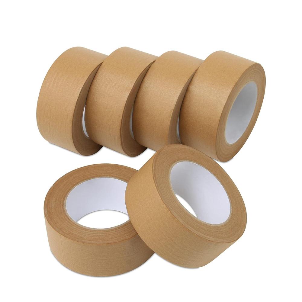 imageLichamp Kraft Packing Tape Brown Kraft Gummed Tape for Packing Boxes Shipping Cardboard and Carton Sealing 6 Rolls x 2 inch x 55 Yard x 7 mil B206BN