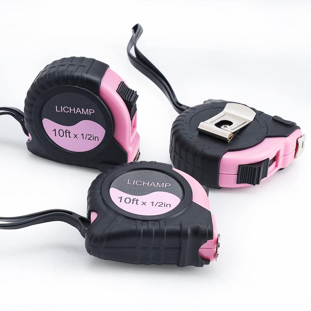 imageLichamp Small Tape Measure 10 Feet Pink Tape Measure Mini 3 Pack 10ft x 12in with 18 Fractions 0310PK